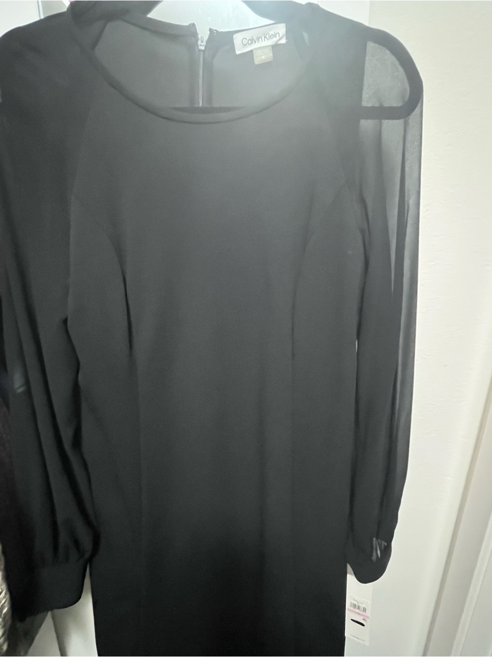 Calvin Klein ck 10 Classic Black Long-Sleeve Shift Dress - Women's sheer - Picture 5 of 6